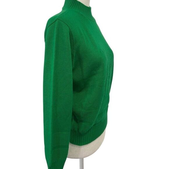 Crossed Double Anchors Embossed Emblem on Women’s Green Mock Turtleneck Sweater - Picture 11 of 11
